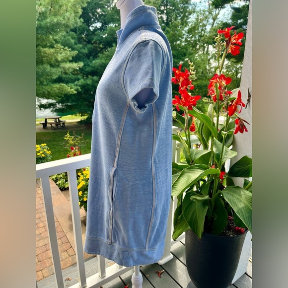 Tommy Bahama Blue Half-Zip Short Sleeve Sweatshirt Dress with Pockets - Size S - Picture 3 of 6